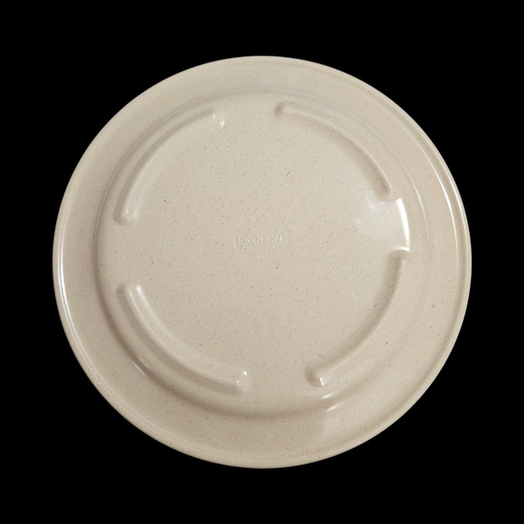 Vintage Prolon Melamine Plates Set of 7 Beige Speckled Red Brown Stripe 9" USA - Picture 3 of 4
